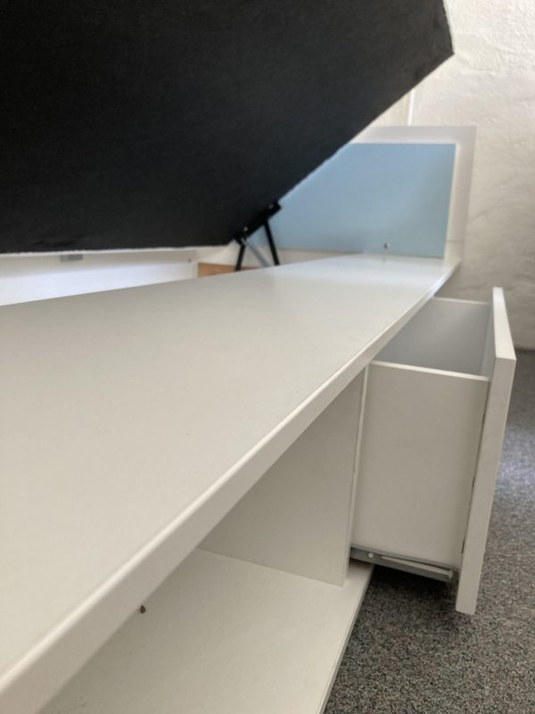 Lenart seng med oppbevaring 90x200 hvitmalt - Bilde 4