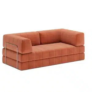 CozyPad sovesofa med armlener i oransje tekstil